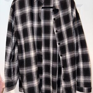 Black and White Plaid Button-Up Shirt